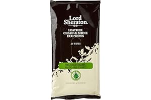 Lord Sheraton Leather Eco Wipes – 100% Biodegradable, Clean & Shine, Nourishes & Protects – Quick, Easy & Effective Leather Care for Furniture, Car Seats, Bags & Shoes
