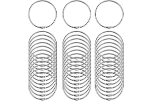 MEJOSER 50PCS Anneaux de Reliure 50mm Anneaux métalliques de Feuilles Ouvrable Porte-clés Anneaux Argent Articules pour Albums Livre Bloc-notes Scrapbooks Rideaux