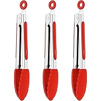 Grillzange 8 Zoll Küchenzange Hitzebeständige Silikon Kochzange Non Slip Food Zange zum Kochen Servieren Grill Buffet…