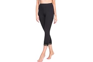 Merry Style Leggings Femme 3/4 Capri Legging Opaques en Viscose avec Dentelle MS10-290
