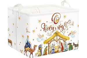 Clastyle Ceste Biancheria Bambini Buon Natale Cestino Giocattoli Vestiti Impermeabile per Ragazzo Ragazza Cestino Portaoggetti per Bagno Cameretta Bucato,Notte Santa,40*30*30 cm