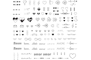 GEBETTER 2 Feuilles Tatouage Temporaire Autocollant Tatouage Ephémère Etanche pour Femme (Amour)