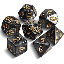 HS DICE Polyhedral Dice Set For D&D & RPG – Includes D100, D60, D30 + Standard 7-Piece Set (Black) - View #12