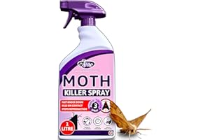 Aviro Moth Killer Spray (1 Litre) - Fast Acting Moth Repellent Killer For Carpet Moth Treatment. Professional Strength Moth Repellent For Wardrobes For Immediate Control Against Moths And Insects