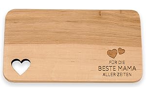 Spruchreif · Brotzeitbrett mit Gravur "Beste Mama aller Zeiten" · Geschenkidee für Mama · Geschenk Muttertag · Holzbrettchen mit Herzausschnitt