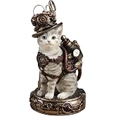 Veronese Design 6 7/8 İn&ccedil; Steampunk Tinkerer Kedi Hayvan Re&ccedil;ine Heykelcik El Boyalı Kaplama