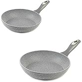 Salter COMBO-6449 Marblestone 2-Piece Frying Pan Set – 20/24 cm Non-Stick Fry Pans, Induction Hob Suitable Cooking Pans, Forg