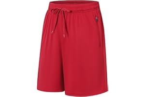 Ewbob Boys Sports Shorts Kids Quick Dry Lightweight Gym Football Running Shorts with Zip Pockets and Drawstring Waist