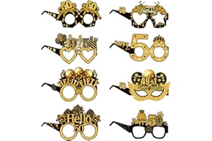 COLANANA Birthday Party Glasses Decoration,8 Pieces Birthday Party Decorations,Funny Paper Birthday Eyeglasses Deco,Birthday Photo Booth Props Supplies for Women Men