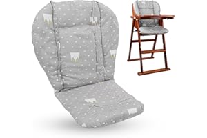 KRIZJUES Baby High Chair Cushion, Thick Pad for Wooden High Chair, Baby Dining Chair Liner Mat(Grey Crown)