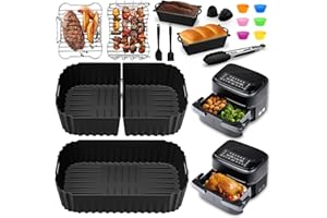 YFKJEU Heißluftfritteuse Zubehör für Philips Dual Flexbasket Airfryer 1000 Series 7,1L, 3Pcs Maßgeschneiderte Airfryer Silikonform Zubehör - Grillrost, Kuchen Brotform, für Philips Airfryer NA154/00 7,1L