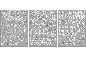 Aleks Melnyk No.44 Pyrography Stencils, Wood Burning kit 3 PCS Templates, Metal Letters, for Engraving Wood and Patterns, Alphabet and Number, Lettering, Letting, Stainless Steel Journal Stencils