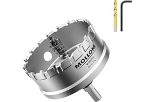 Mollom (83mm | 3-1/4") Scie cloche en carbure pour usage intensif avec 2 forets pilotes, coupe l'acier inoxydable, l'acier doux, le fer, le cuivre, le laiton et le plastique