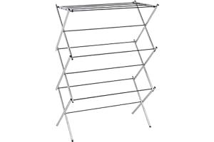 Amazon Basics Foldable Concertina Indoor Clothes Airer, 74.9 x 36.8 x 106.2 cm (LXWXH), Chrome