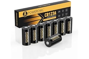 POWEROWL - Batteria al litio CR123A 3V, confezione da 8, batterie ad alta capacità 123 (CR123 / CR123A / CR17345)) per sensori, serrature senza chiave, flash e torce - (non ricaricabili)