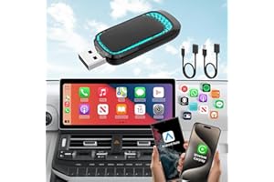 ROCKETEK Apple CarPlay Wireless Adapter for iPhone, 2024 Upgrade 2 in 1 Wireless CarPlay and Android Auto Adapter, Auto-Connect, Thermal Vent Design, Car Play Wireless Adapter for Factory Wired CarPlay Car