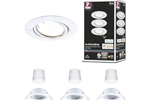 ‎PAULMANN Paulmann 92463 LED Einbauleuchte Base Smart Home Zigbee Basisset schwenkbar rund 230V 3x4,9W 3x430lm dimmbar 90mm Weiß Metall 3000K