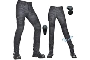 oFzimTo Motorradhose Herren/Damen, wasserdichte Beschichtung Motorrad Jeans mit Protektoren, Winterhose Stretch Motorradbekleidung