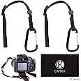 2x Camera Tether with Carabiner - Double Secure your DSLR or Compact Camera - First Attach to Camera Eyelet - Then Hook Up to Camera Strap, Tripod, Monopod, etc. - Offers Extra Protection Black