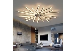 LJX 100cm Plafonnier Ventilateur Design Moderne Lustre de Plafond 20 LED avec Telecommande Mode Eté Hiver Dimmable Réversible DC Moteur 6 Vitesses Silencieux pour Salon Chambre Cuisine, Noir