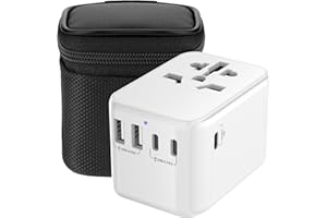 Diswoe Universal Travel Adapter, Worldwide Travel Adapter with 2 USB A and 3 USB C Ports International Travel Plug Adapter with EU UK USA AU Plugs Power Socket Charger for Multi Countries