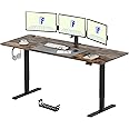 FLEXISPOT 200 * 80cm Electric Standing Desk Adjustable Standing Desk Sit Stand Up Desk Computer Desk with Hook Memory Function for Office and Home (Rustic brown+Black)