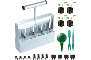 Coolty Bloqueur de Sol Manuel 5x5cm Presse-mottes Manuel pour Semis pour Jardin Extérieur Potager Semis Boutures Serres (4 Cellules)