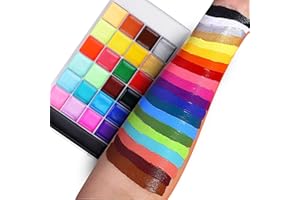 Lictin Pinturas Cara y Corporales -26 Colores + 10 Cepillos, Pintura Facial Corporales Seguro y Saludable Pintura Facial Lavable para Cumpleaños, Navidad, Copa del Mundo