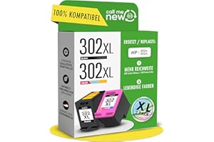callmenew Wkłady do drukarki 302XL – kompatybilne z HP 302 / HP 302 XL czarne i kolorowe – zasięg XL, Smart Chip, zamiennik do DeskJet 3630, Envy 4525, OfficeJet 5230 – 2 sztuki w opakowaniu zbiorczym