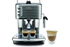 De'Longhi SCULTURA ECZ351.GY Macchina da Caffè Espresso Manuale e Cappuccino,Caffè in Polvere e in Cialde E.S.E.,SPEGNIMENTO AUTOMATICO, Serbatoio Estraibile da 1.4L,Potenza 1100W, Scaldatazze, Grigio
