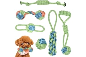 OTYMIOW Hundespielzeug Ball Mit Seil für Kleine Mittlere Hunde 6PCS Hunde Kauspielzeug Zahntraining Hundeseilspielzeug Natürliches Baumwollseil Welpenspielzeug Hundespielzeug Seil Ball Interaktives Spielset