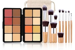 Hinourisha 16 Farben Foundation Concealer Palette+ 11 Makeup Pinsel, Blush Palette, Highlight & Contour Pro Palette, Make-Up Sets, Cosmetics Creme Konturen Kit, verblendbare, Für Helle & Dunkle Haut