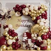 AULE Bordeaux Balloon Arch Kit: 155 Pieces Burgundy Gold Latex Garland | Balloon Helium Birthday Decoration for Party Wedding