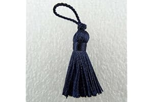 TURNER BROWNE CRAFTS 19 COLOUR 35mm 40mm Length Shiny Rayon Small Mini Keys Gifts BUY 4 8 Tassels 032, 20 Navy Blue, Pack of 4