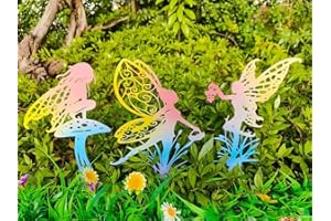 JGZTJXNK Set da 3 Pezzi di Pali da Giardino Fata in Metallo, Decorazione Esterna, Decorazione da Giardino Balcone da Giardino Floreale Vintage, Pali Decorativi, Regali