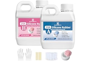 SHADAIWUYU Silicone pour Moulage 20A,1000ml Silicone Liquide Translucide, Mélanger 1:1 de Caoutchouc Silicone à Séchage Rapide pour les Moulage,Savons Artisanaux, Bougies, Moules en Résin
