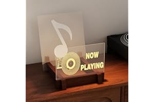 CoolGift Mart Now Playing Aufleuchten Vinyl-Schallplatten-Aufbewahrung, mit warmweißen Lichtern - Ideal zum Sammeln, Ausstellen und Dekorieren - Bestes Geschenk für Vinyl-Liebhaber