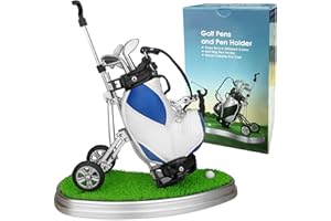 10L0L Porta Penne da Golf con 3 Pezzi - Set Unico per Desk Decor - Regali Souvenir per Uomini - Blu + Bianco