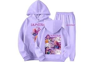 Generico K-Pop Hunters Tuta da Jogging 2 Pezzi Bambina con Stampa Demon Hunters H-Huntrix Felpa con Maniche Lunghe Casual Y2K Streetwear Tracksuit