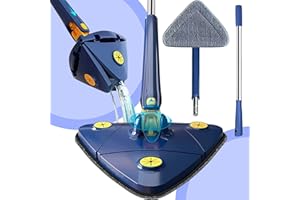 WONDER PRO WP Mopa Giratoria 360 Multisuperficies, Fregona con autoescurrido, Mopa para Limpiar Autoescurrible, Fregona Giratoria 360º Triangular, Mopas de Limpieza Suelos