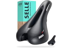 AARON Selle de vélo de Trekking en Gel Ergonomique et Confortable - Selle de vélo pour Homme et Femme - Noir - pour Trekking, VTT, vélo de Tourisme, vélo électrique