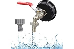 MINSHUXI IBC Kugelauslaufhahn 1/2" IBC Tank Adapter Brass IBC Tank Zubehör Gartenschlauch Wasserhahn IBC Wassertank Schlauchanschluss Ersatz für IBC-Behälter Container