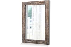 AAZZKANG Mirror with Wood Framed Rectangle Rustic Wall Mirror Decor for Bedroom Bathroom Living Room Entryway