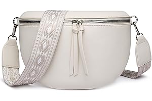 FOMAX Elegante Damen Umhängetasche aus Veganleder mit silbernem Verschluss Bohemian Style