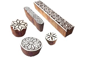 ROYAL KRAFT Main Sculptée Motif Zigzag et Rond Bois Impression Blocs (Set de 5)