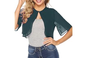 Irevial Coprispalle Donna Elegante Estivo Bolero in Chiffon Maniche a 3/4 Cardigan Donna Corto Casual Leggero Shrug con Bottone