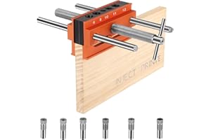 HUUPPHIP Self Centering Doweling Jig Kit,Drilling Guide Bushings Set,Dowel Jigs Woodworking Tools with 6 Bushings,Adjustable Holes Biscuit Joiner Set for 10mm to 170mm