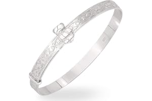 DV DOLCE VALENTINA Children's Bangle, 925 Sterling Silver Baby Bangle, Christening, Birthday Baby Shower, Expander Bracelet Gift, Baby Boy, Baby Girl 0-3yrs