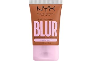 NYX Professional Makeup Fond de Teint Effet Flouté Bare With Me Blur, Couvrance Moyenne, Fini Mat Naturel, Niacinamide, Matcha & Glycérine, Hydratation Jusqu'A 12H, Teinte : Warm Honey (15)