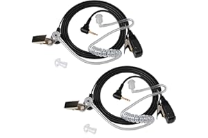 UAYESOK Auricolare acustico di sorveglianza, per walkie talkie 1 pin 2,5 mm con microfono PTT per Motorola Talkabout TLKR T92 H2O T60 T80 T82 T60 T62 T81 XT180 Cobra Security radio a 2 vie (2 pezzi)